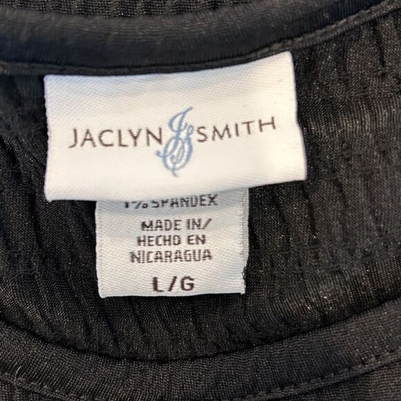 Jaclyn Smith Women's Black Textured Crew Neck Short Sleeves Blouse Tops Size L/G - Picture 5 of 8